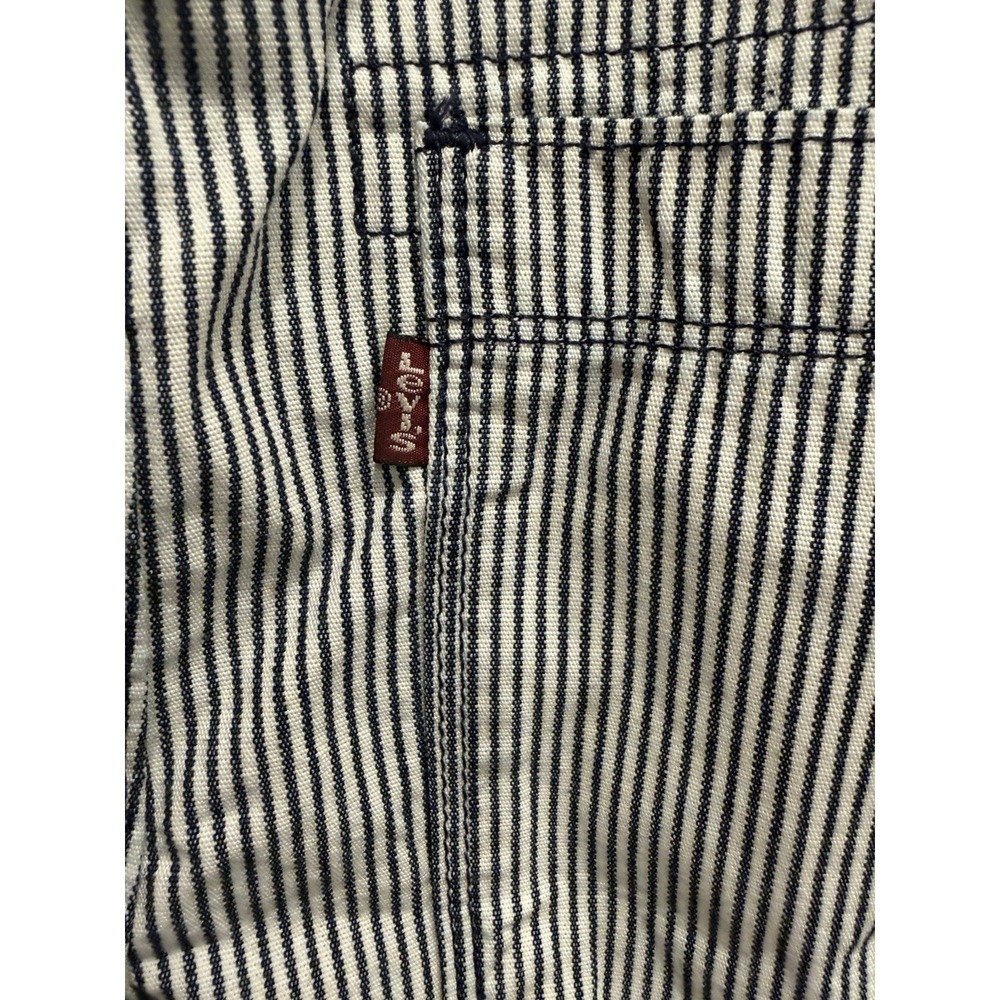 Levis Womens Striped‎ Denim Shorts Blue White Roll Cuff Size 32 Waist Retro - Picture 4 of 7